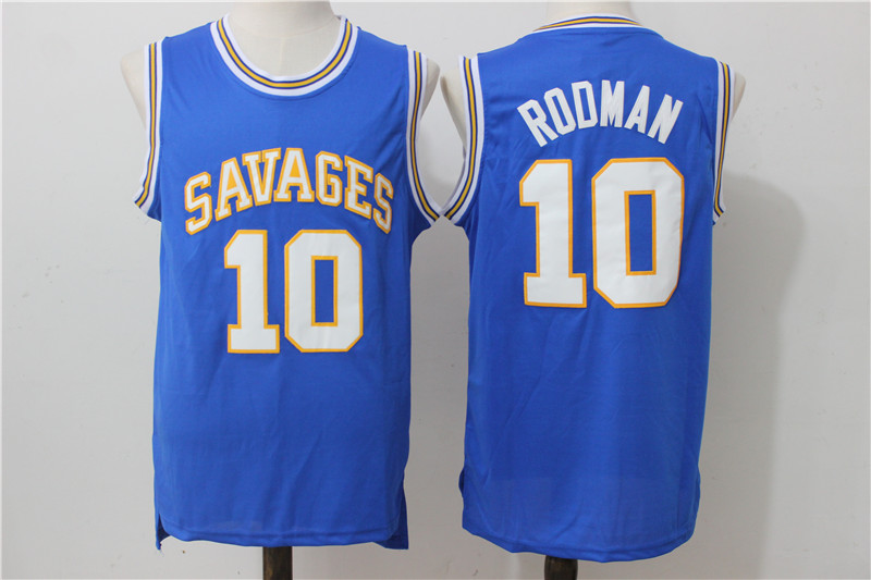 Oklahoma Savages 10 Dennis Rodman Blue College Jersey