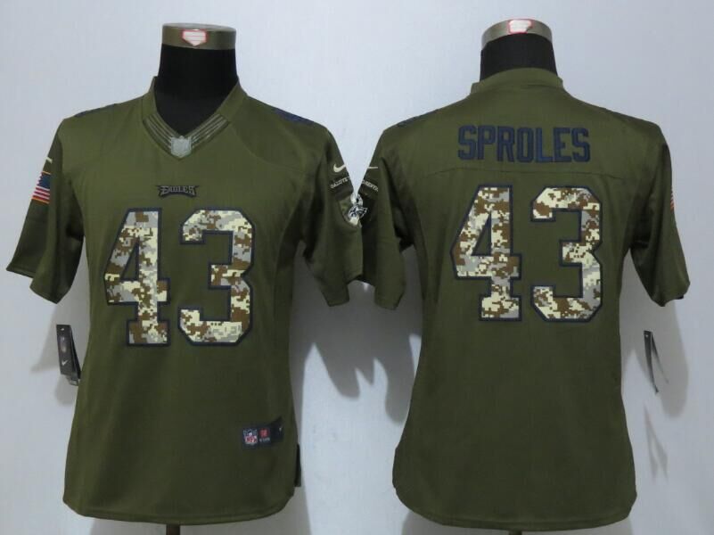 Nike Eagles 43 Darren Sproles Green Salute To Service Women Limited Jersey