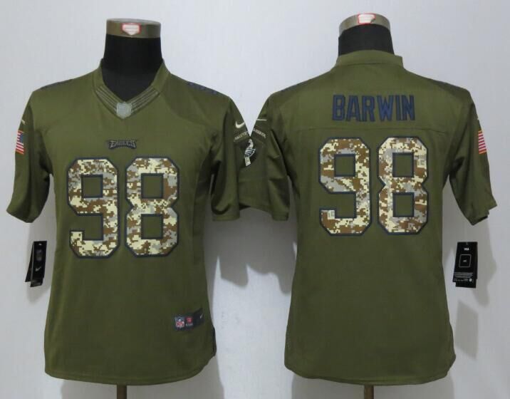 Nike Eagles 98 Connor Barwin Green Salute To Service Women Limited Jersey