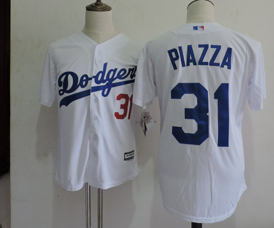 Dodgers 31 Mike Piazza White New Cool Base Jersey