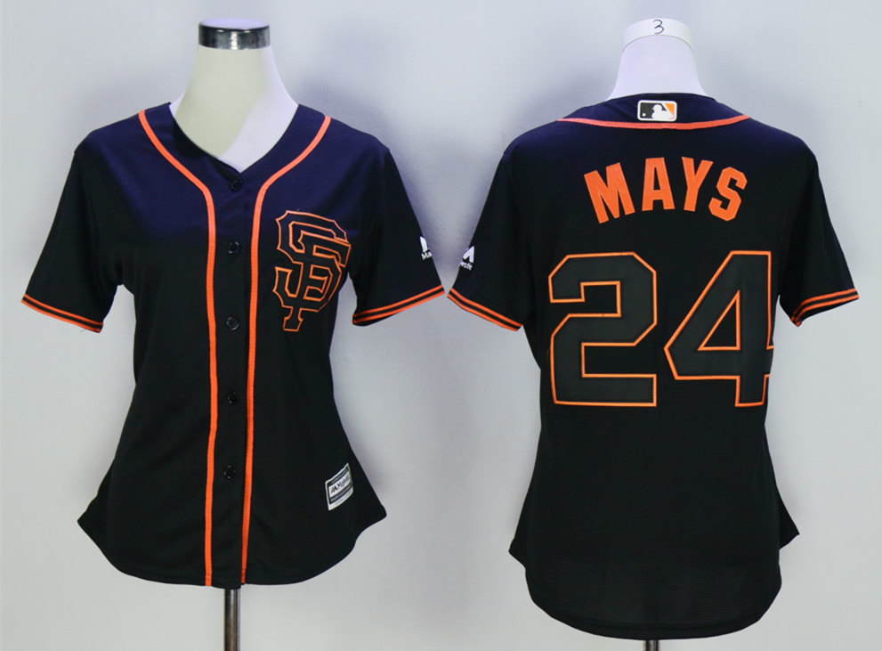 Giants 24 Willie Mays Black Women New Cool Base Jersey