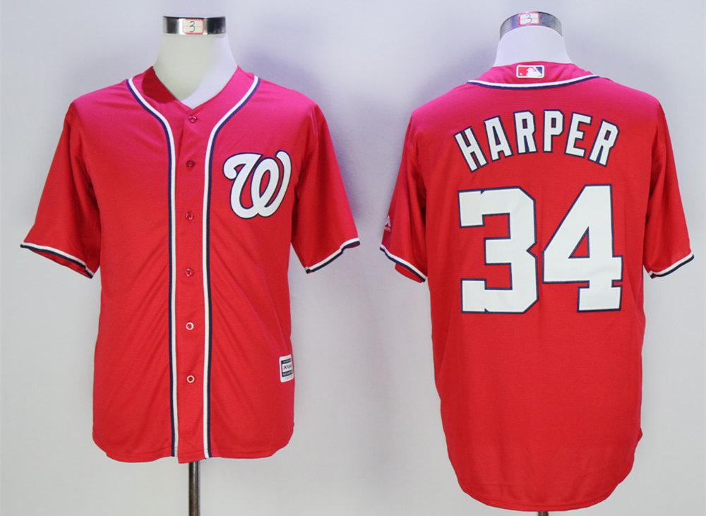 Nationals 34 Bryce Harper Red New Cool Base Jersey