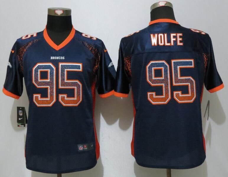 Nike Broncos 95 Derek Wolfe Blue Women Drift Fashion Jersey