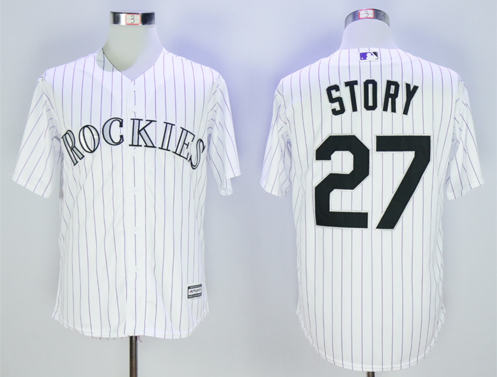 Rockies 27 Trevor Story White New Cool Base Jersey