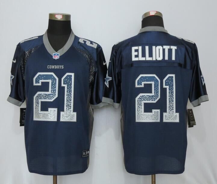 Nike Cowboys 21 Ezekiel Elliott Blue Drift Elite Jersey