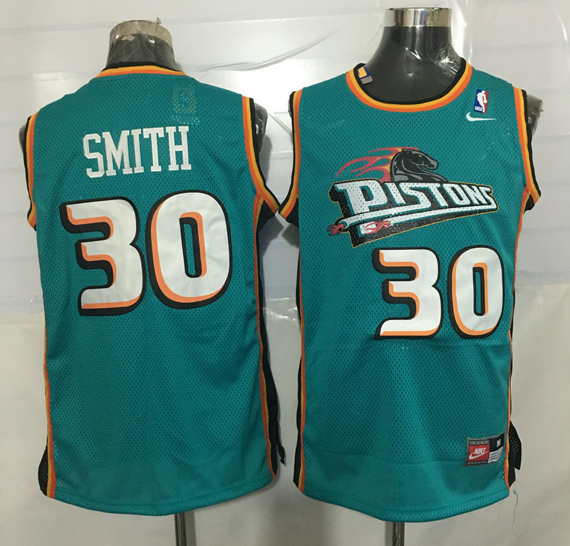 Pistons 30 Josh Smith Teal Nike Stitched Jersey