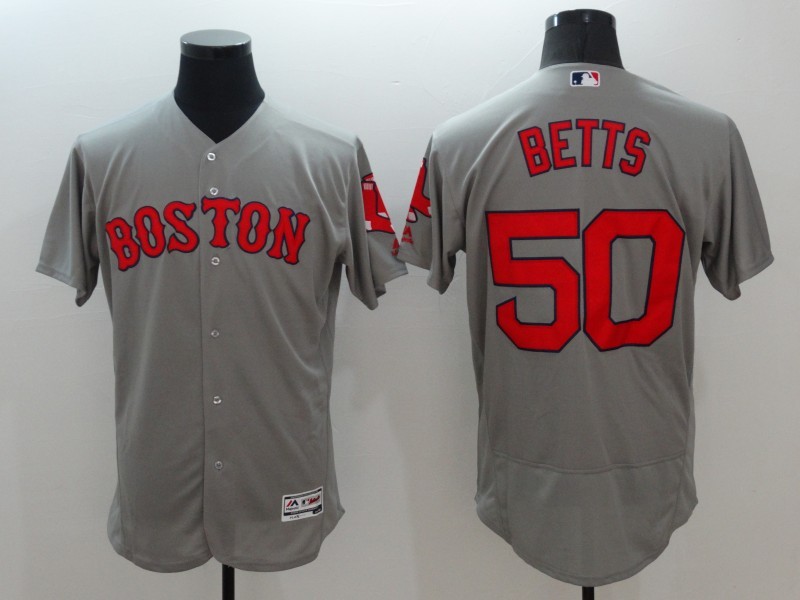 Red Sox 50 Mookie Betts Grey Flexbase Jersey