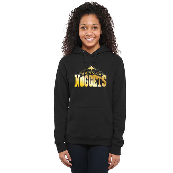 Denver Nuggets Women's Gold Collection Ladies Pullover Hoodie Black