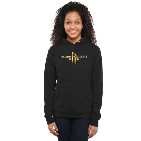 Houston Rockets Women's Gold Collection Ladies Pullover Hoodie Black