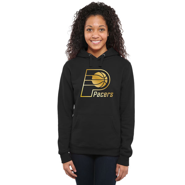 Indiana Pacers Women's Gold Collection Ladies Pullover Hoodie Black