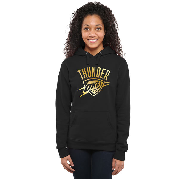 Oklahoma City Thunder Women's Gold Collection Ladies Pullover Hoodie Black