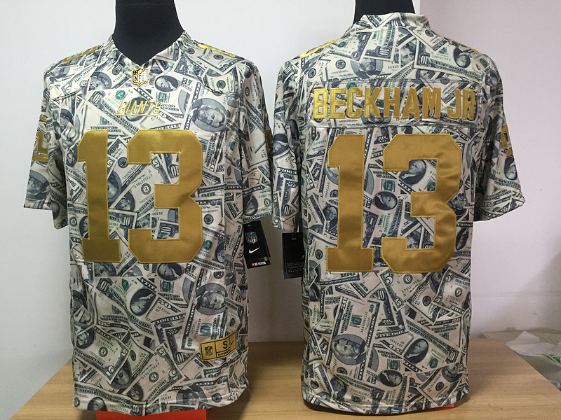 Nike Giants 13 Odell Beckham Jr Grey US Dollar Fashion Limited Jersey