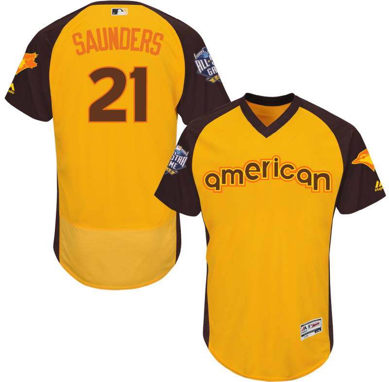 Blue Jays 21 Michael Saunders Yellow 2016 All-Star Game Cool Base Batting Practice Player Jersey