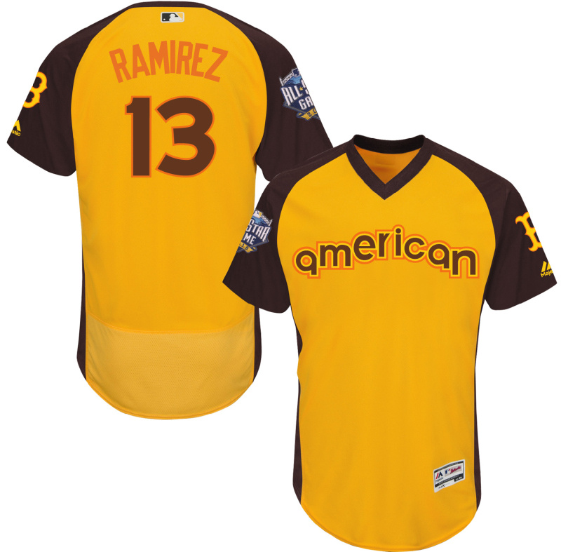 Red Sox 13 Hanley Ramirez Yellow 2016 All-Star Game Cool Base Batting Practice Player Jersey