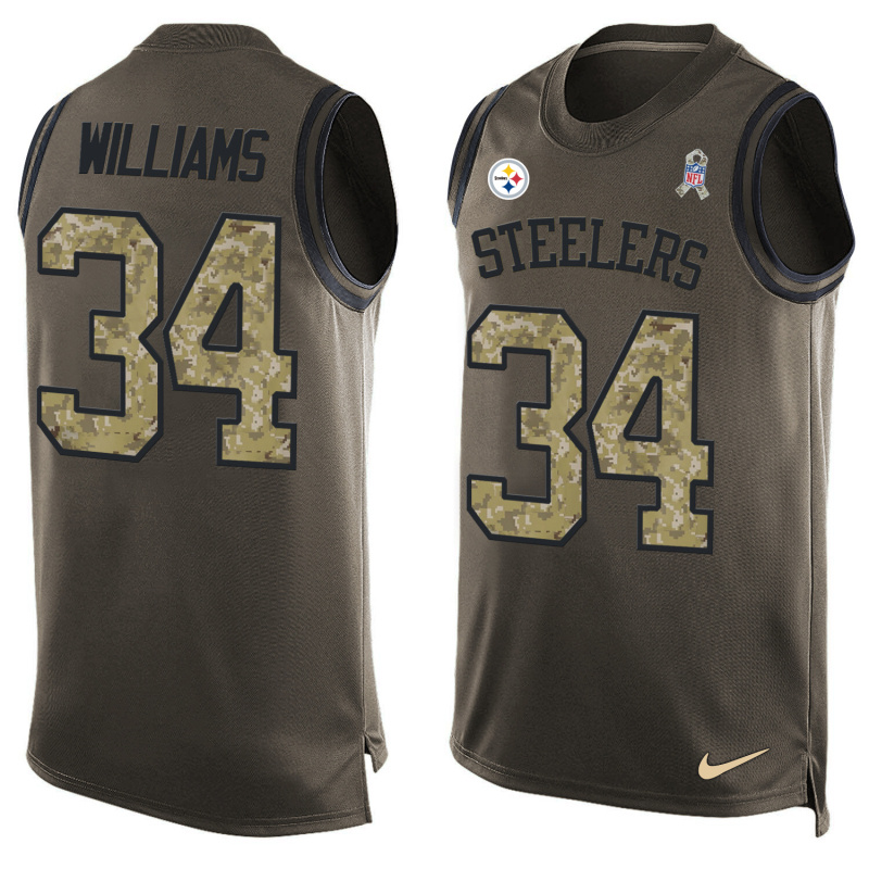 Nike Steelers 34 DeAngelo Williams Olive Green Salute To Service Player Name & Number Tank Top