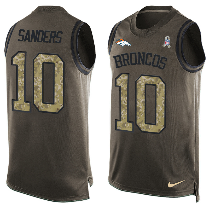 Nike Broncos 10 Emmanuel Sanders Olive Green Salute To Service Player Name & Number Tank Top