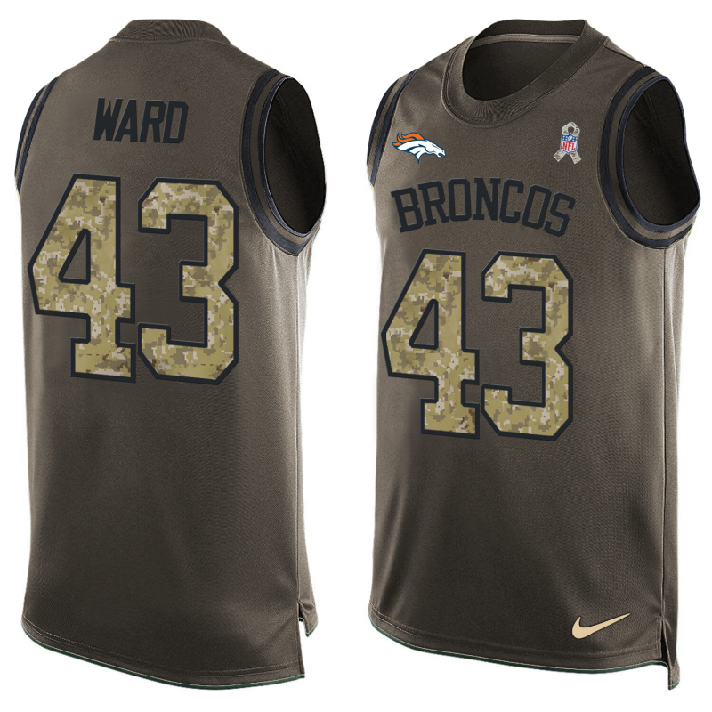 Nike Broncos 43 T.J. Ward Olive Green Salute To Service Player Name & Number Tank Top