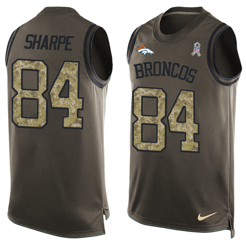 Nike Broncos 84 Shannon Sharpe Olive Green Salute To Service Player Name & Number Tank Top