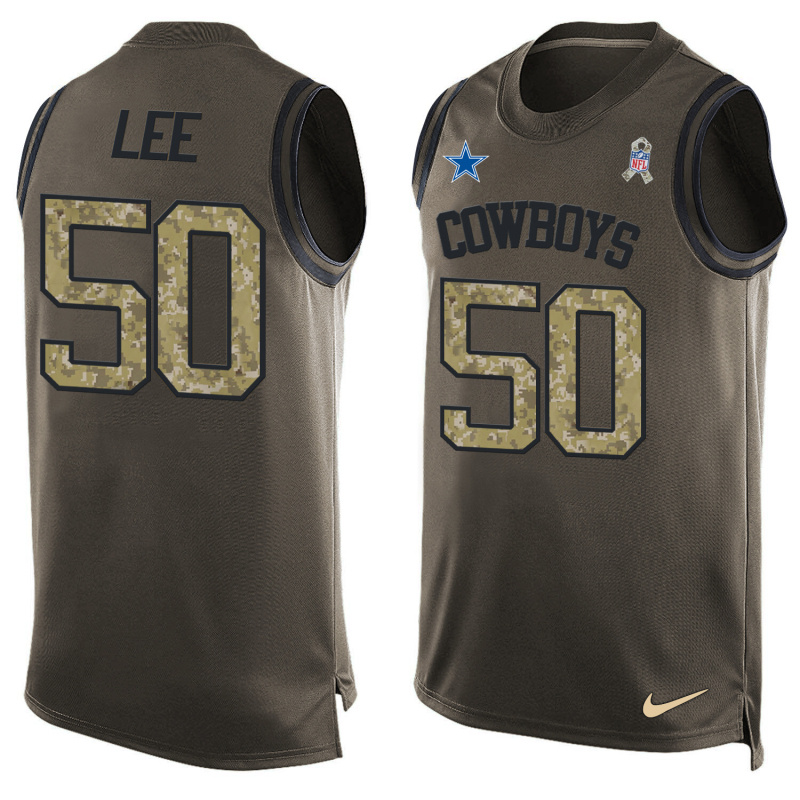Nike Cowboys 50 Sean Lee Olive Green Salute To Service Player Name & Number Tank Top