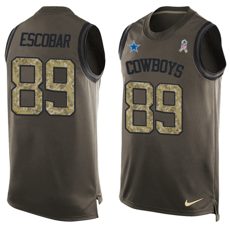 Nike Cowboys 89 Gavin Escobar Olive Green Salute To Service Player Name & Number Tank Top