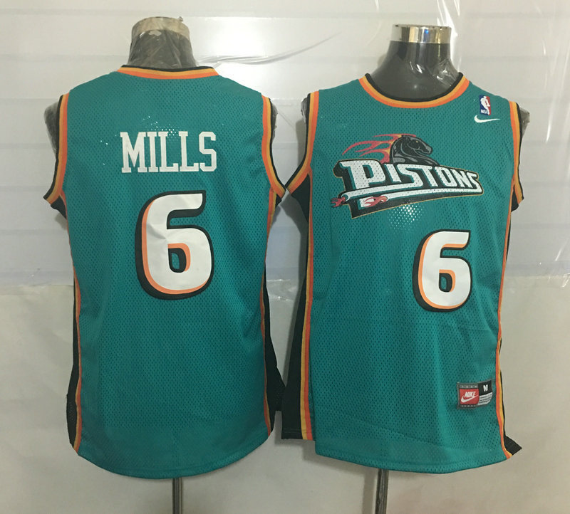 Pistons 6 Terry Mills Teal Nike Stitched Jersey