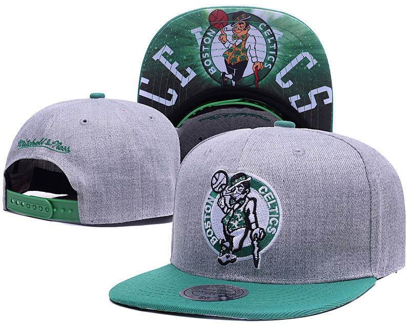 Celtics Team Logo Grey Mitchell & Ness Adjustable Hat LH