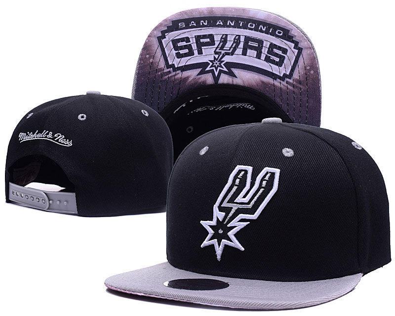 Spurs Team Logo Black Mitchell & Ness Adjustable Hat LH