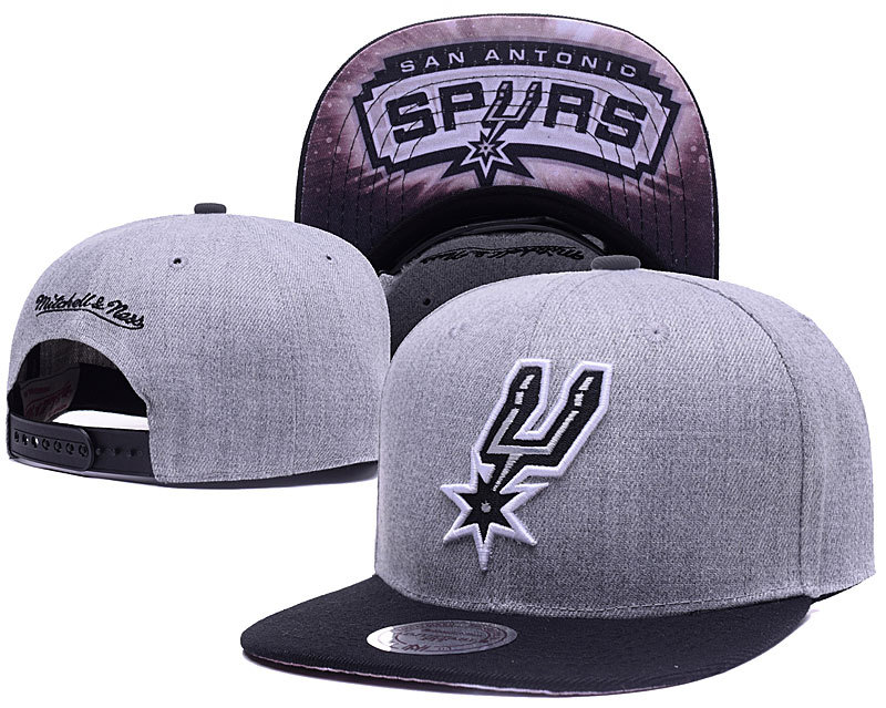 Spurs Team Logo Grey Mitchell & Ness Adjustable Hat LH