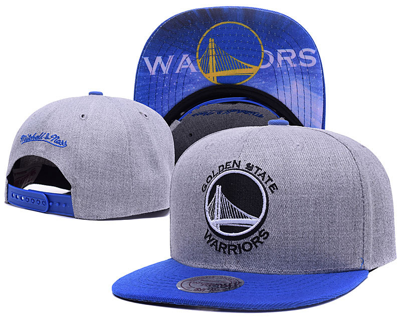 Warriors Team Logo Grey Mitchell & Ness Adjustable Hat LH