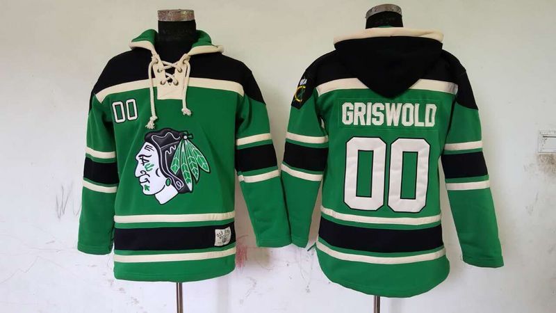 Blackhawks 00 Clark Griswold Green All Stitched Hooded Sweatshirt