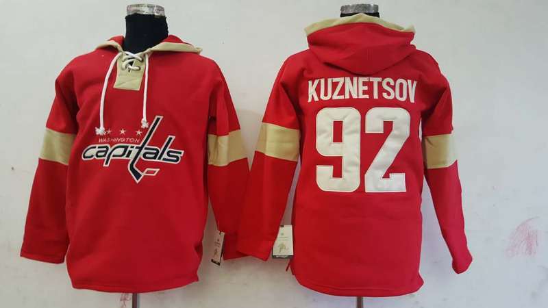 Capitals 92 Evgeny Kuznetsov Red All Stitched Hooded Sweatshirt