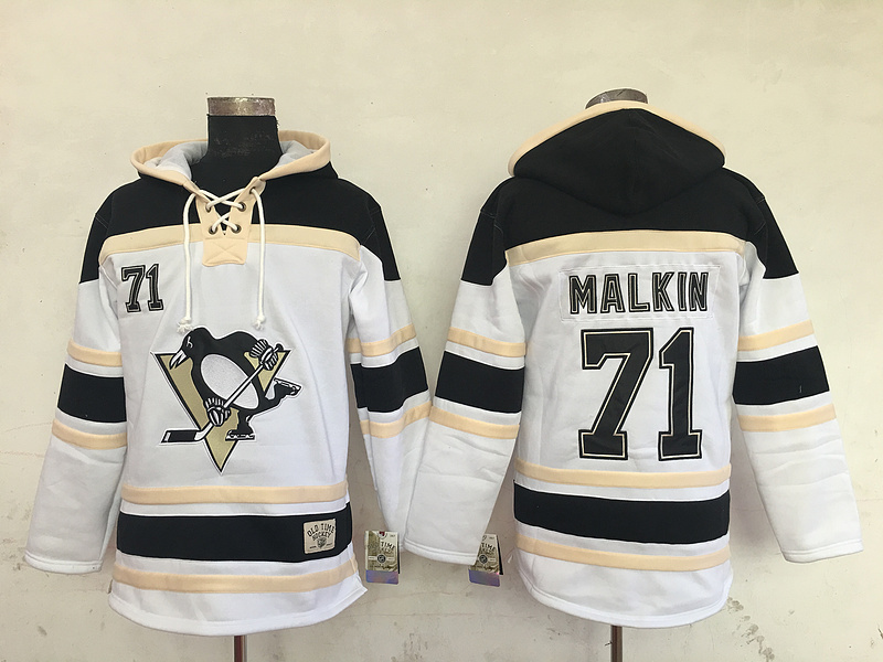 Penguins 71 Evgeni Malkin White All Stitched Hooded Sweatshirt