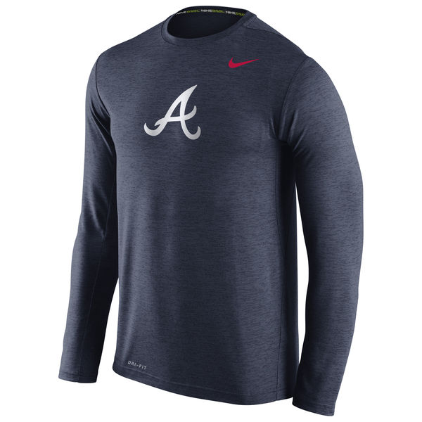 Atlanta Braves Nike Stadium Dri-Fit Touch Long Sleeve Men's T-Shirt Navy