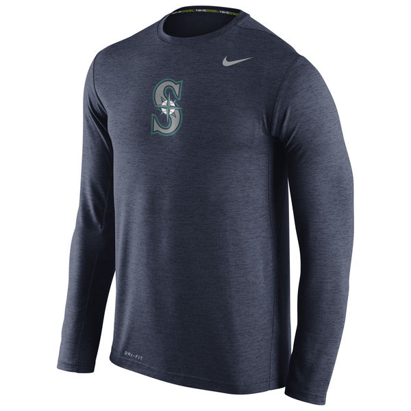 Seattle Mariners Nike Stadium Dri-Fit Touch Long Sleeve Men's T-Shirt Navy