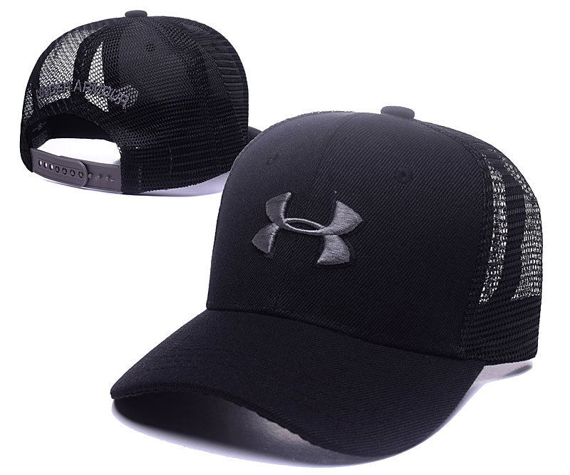 Under Armour Black Logo Black Sports Adjustable Hat LH