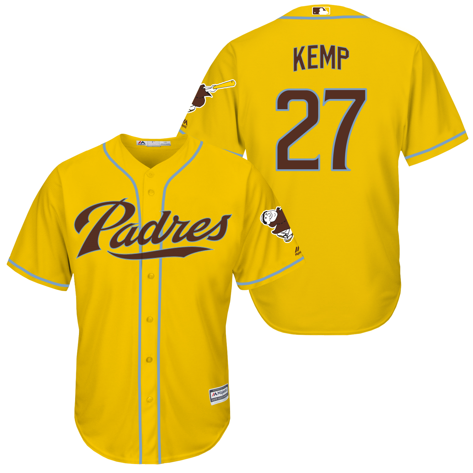 Padres 27 Matt Kemp Yellow New Cool Base Jersey
