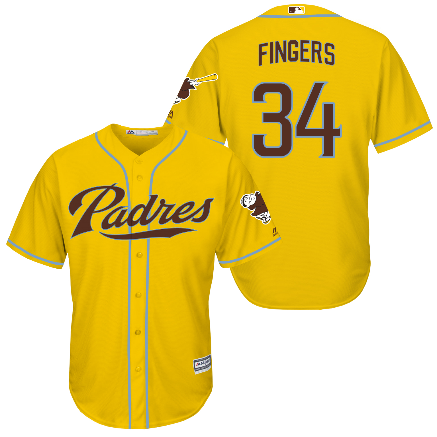 Padres 34 Rollie Fingers Yellow New Cool Base Jersey