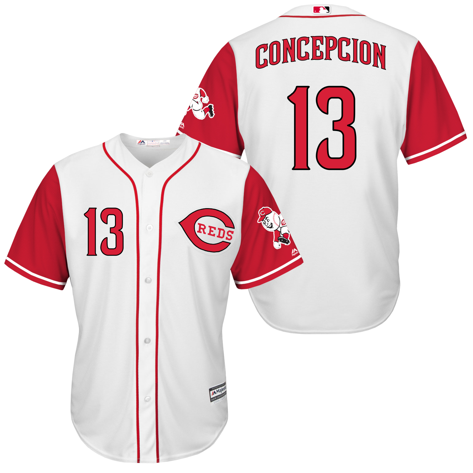 Reds 13 Dave Concepcion White New Cool Base Jersey