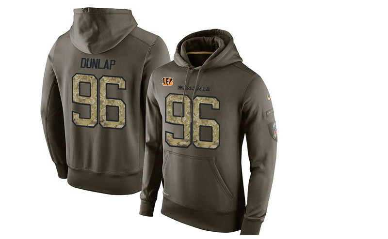 Nike Bengals 96 Carlos Dunlap Olive Green Salute To Service Pullover Hoodie