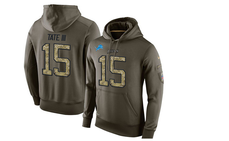 Nike Lions 15 Golden Tate III Olive Green Salute To Service Pullover Hoodie