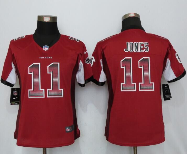 Nike Falcons 11 Julio Jones Red Red Pro Line Fashion Strobe Women Limited Jersey