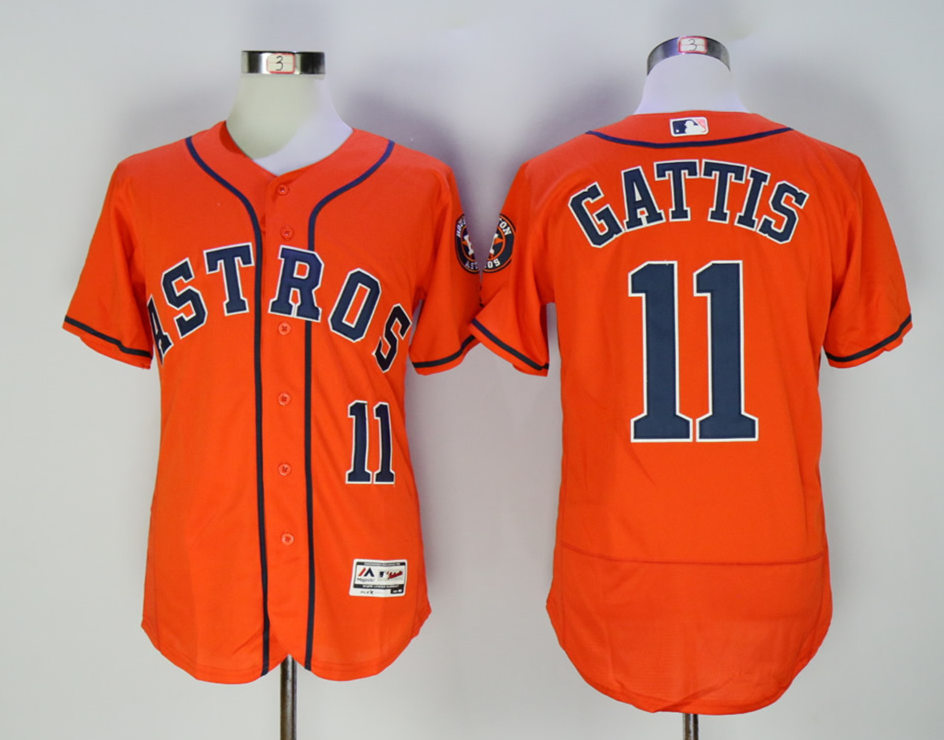 Astros 11 Evan Gattis Orange Flexbase Jersey