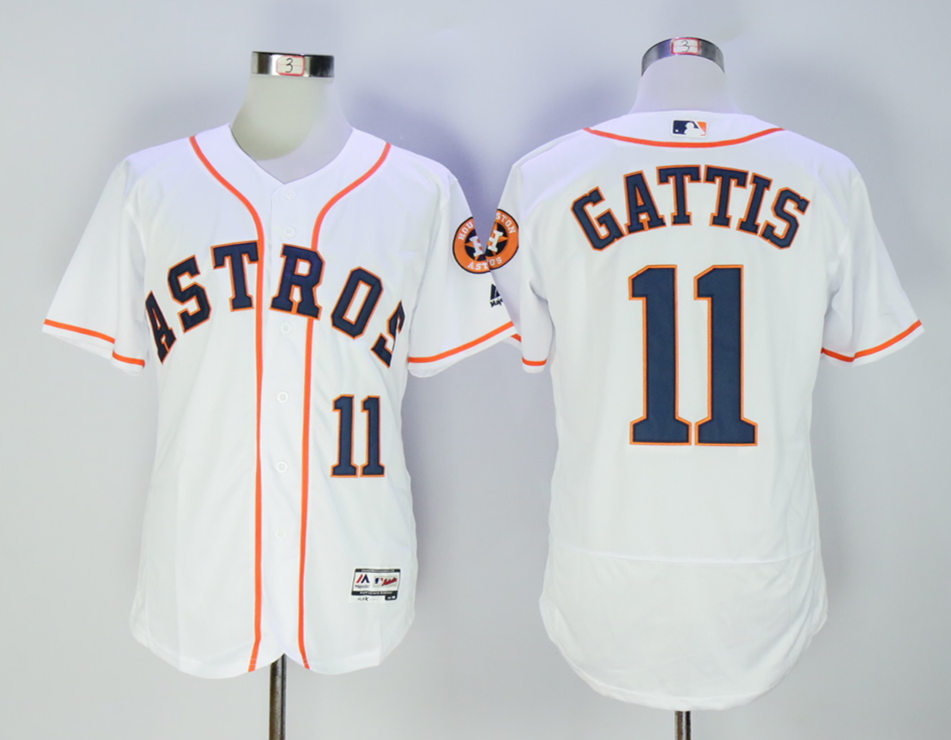 Astros 11 Evan Gattis White Flexbase Jersey