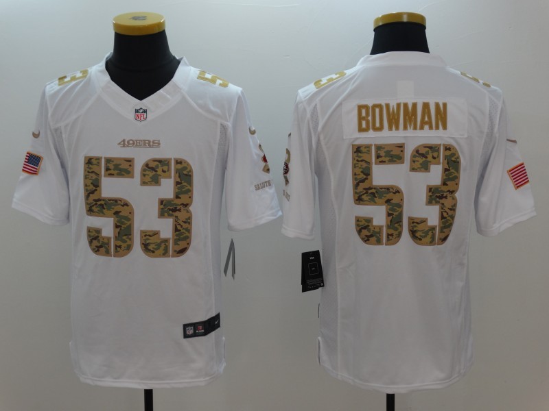 Nike 49ers 53 NaVorro Bowman White Salute To Service Limited Jersey