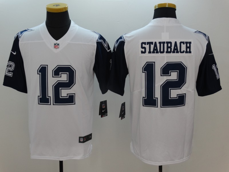 Nike Cowboys 12 Roger Staubach White Color Rush Limited Jersey