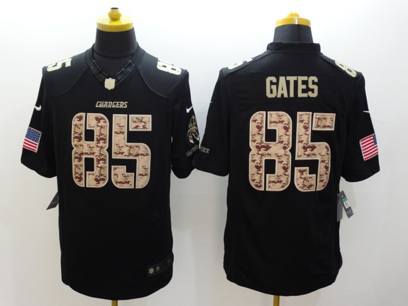 Nike Chargers 85 Antonio Gates Black Salute To Service Limited Jersey