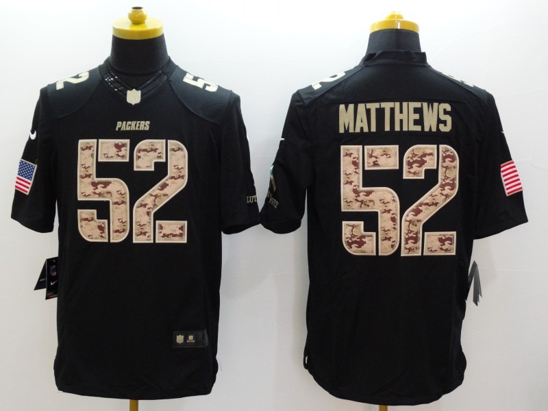 Nike Packers 52 Clay Matthews Black Salute To Service Limited Jersey