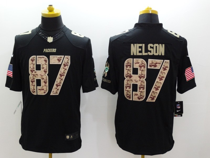 Nike Packers 87 Jordy Nelson Black Salute To Service Limited Jersey