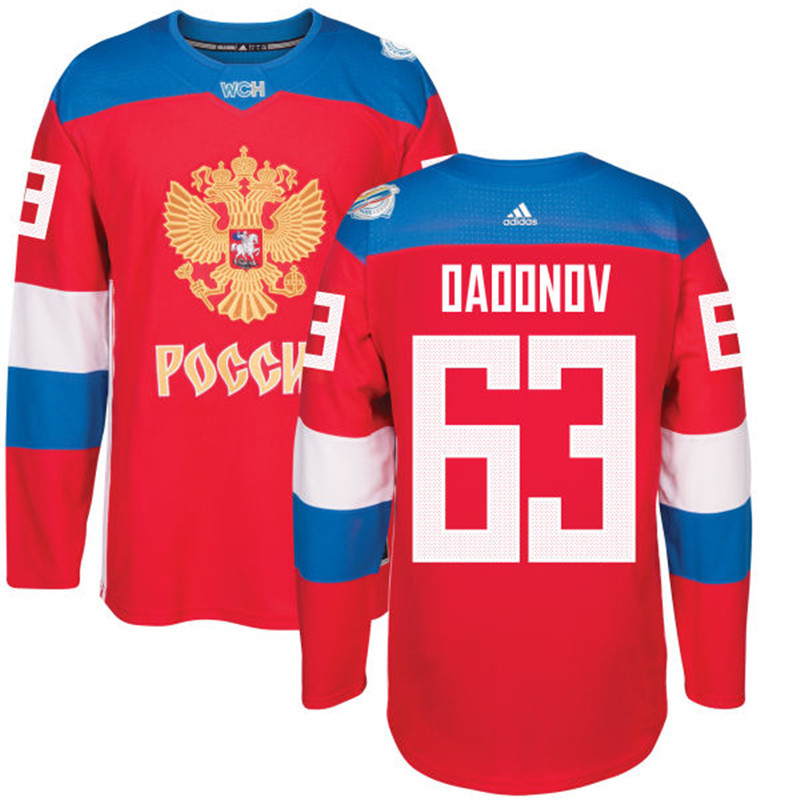 Russia 63 Evgenii Dadonov Red 2016 World Cup Of Hockey Premier Player Jersey