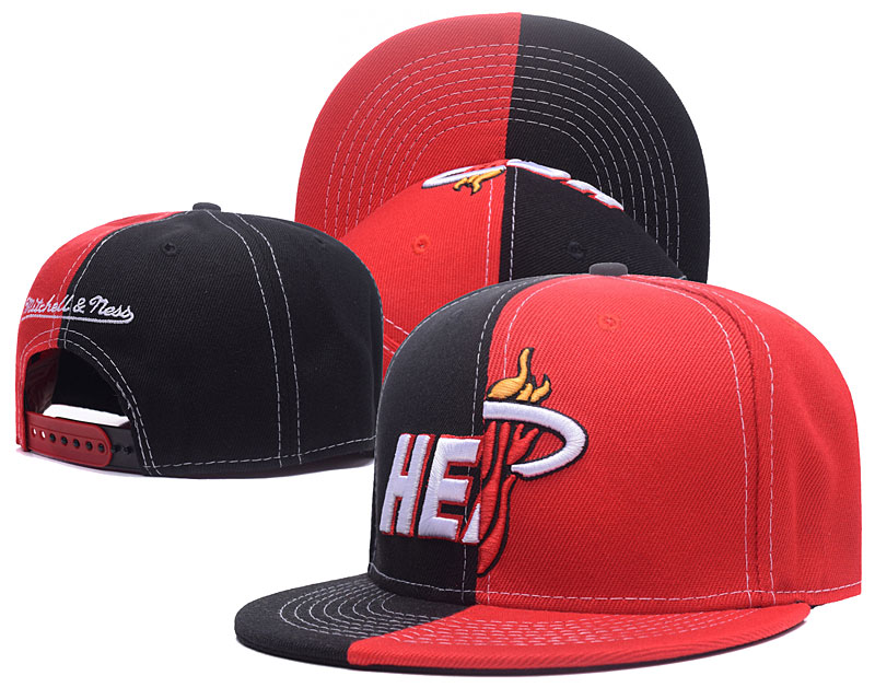 Heat Team Logo Black & Red Mitchell & Ness Adjustable Hat YS